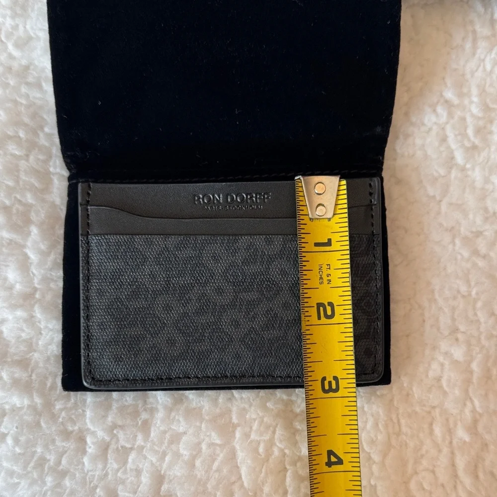 Ron Dorff Black Card Holder Slim Wallet‎ Leather Canvas Unisex